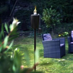 Harbour Housewares 12x Outdoor Flame Torches - Barrel Metal Garden Fire Torch Lighting in Black - thumbnail 7