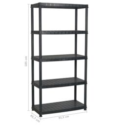 Berkfield Home Storage Shelf 5-Tier Black 91.5x45.7x185 cm Plastic - thumbnail 7