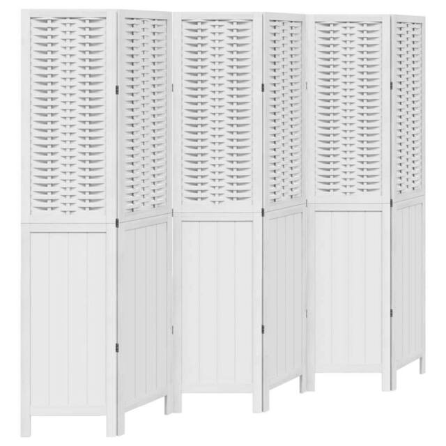 Berkfield Home Room Divider 6 Panels White Solid Wood Paulownia - image 1