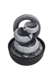 H&O Direct Tabletop Resin Water Fountain with LED Light in Grey - thumbnail 5