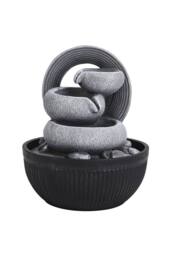 H&O Direct Tabletop Resin Water Fountain with LED Light in Grey - thumbnail 3