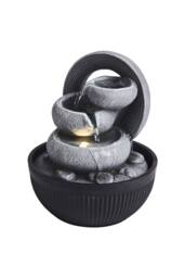 H&O Direct Tabletop Resin Water Fountain with LED Light in Grey - thumbnail 4