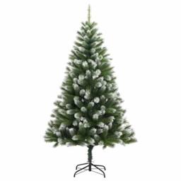 Berkfield Home Artificial Hinged Christmas Tree with Flocked Snow 120 cm in Green - thumbnail 5