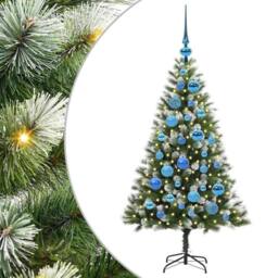Berkfield Home Artificial Hinged Christmas Tree with Flocked Snow 120 cm in Green - thumbnail 2
