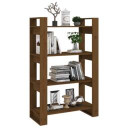 Berkfield Home Book Cabinet/Room Divider Honey Brown 80x35x125 cm Solid Wood - Size: 80 x 35 x 125 cm - thumbnail 4