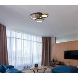 Netlighting Sid 38cm Integrated LED Semi Flush Ceiling Light Matt Black LED 3000K - thumbnail 6