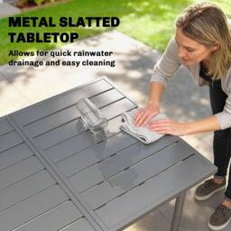OUTSUNNY Garden Dining Table for 6 Person, 165 x 80 cm in Dark Grey - thumbnail 5