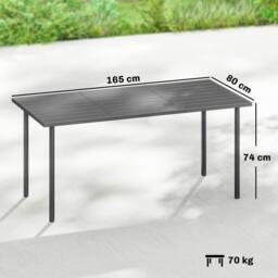 OUTSUNNY Garden Dining Table for 6 Person, 165 x 80 cm in Dark Grey - thumbnail 3