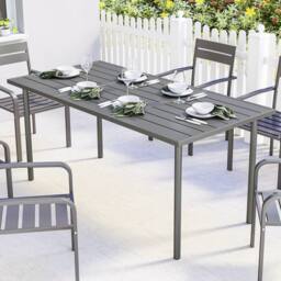 OUTSUNNY Garden Dining Table for 6 Person, 165 x 80 cm in Dark Grey - thumbnail 1