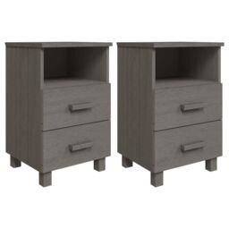 Berkfield Home Bedside Cabinets HAMAR 2 pcs Light Grey 40x35x62 cm Solid Wood - Size: 40 x 35 x 62 cm - thumbnail 2