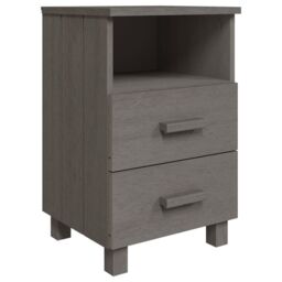 Berkfield Home Bedside Cabinets HAMAR 2 pcs Light Grey 40x35x62 cm Solid Wood - Size: 40 x 35 x 62 cm - thumbnail 3