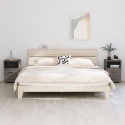 Berkfield Home Bedside Cabinets HAMAR 2 pcs Light Grey 40x35x62 cm Solid Wood - Size: 40 x 35 x 62 cm - thumbnail 1