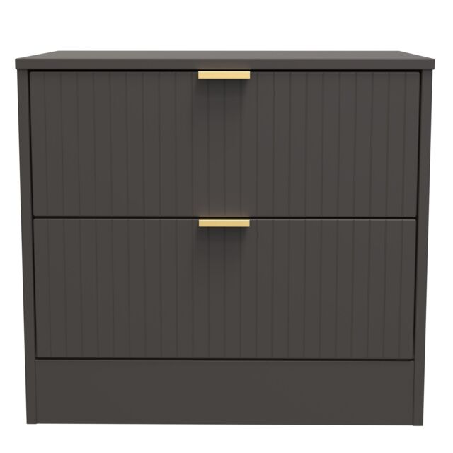 Ready Assembled 2 U Denver 2 Drawer Side Table (Ready Assembled) in Dark Grey - image 1