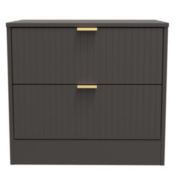 Ready Assembled 2 U Denver 2 Drawer Side Table (Ready Assembled) in Dark Grey - thumbnail 1