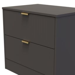 Ready Assembled 2 U Denver 2 Drawer Side Table (Ready Assembled) in Dark Grey - thumbnail 4