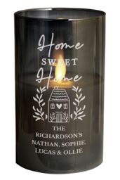 Personalised Memento Company Personalised HOME Smoked Glass LED Candle in Black - thumbnail 4