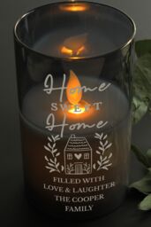 Personalised Memento Company Personalised HOME Smoked Glass LED Candle in Black - thumbnail 3