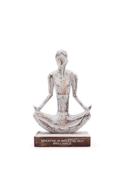 KDMD Wooden Yoga Lady Decor - Whitewash, Easy Pose, Mindfulness Gift in White - image 1