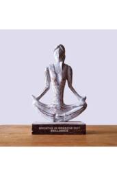 KDMD Wooden Yoga Lady Decor - Whitewash, Easy Pose, Mindfulness Gift in White - thumbnail 2