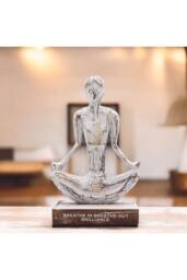 KDMD Wooden Yoga Lady Decor - Whitewash, Easy Pose, Mindfulness Gift in White - thumbnail 3