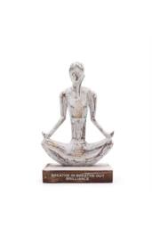 KDMD Wooden Yoga Lady Decor - Whitewash, Easy Pose, Mindfulness Gift in White - thumbnail 1