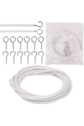 Neel Blue 2 Metres Curtain Wire with 12pcs Hooks, Net Curtain Cord in White - thumbnail 5