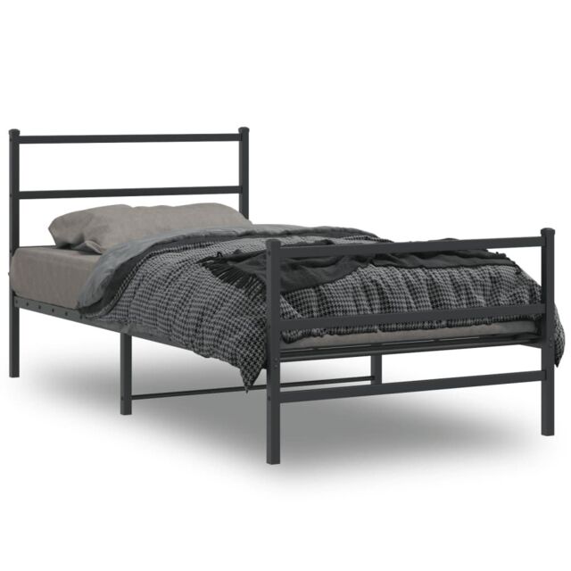 Berkfield Home Metal Bed Frame without Mattress with Footboard¬†Black 100x200cm in Black - Size: 100x200 cm - image 1