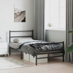Berkfield Home Metal Bed Frame without Mattress with Footboard¬†Black 100x200cm in Black - Size: 100x200 cm - thumbnail 4