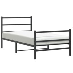 Berkfield Home Metal Bed Frame without Mattress with Footboard¬†Black 100x200cm in Black - Size: 100x200 cm - thumbnail 2
