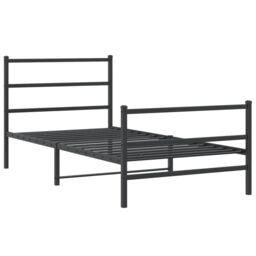Berkfield Home Metal Bed Frame without Mattress with Footboard¬†Black 100x200cm in Black - Size: 100x200 cm - thumbnail 3