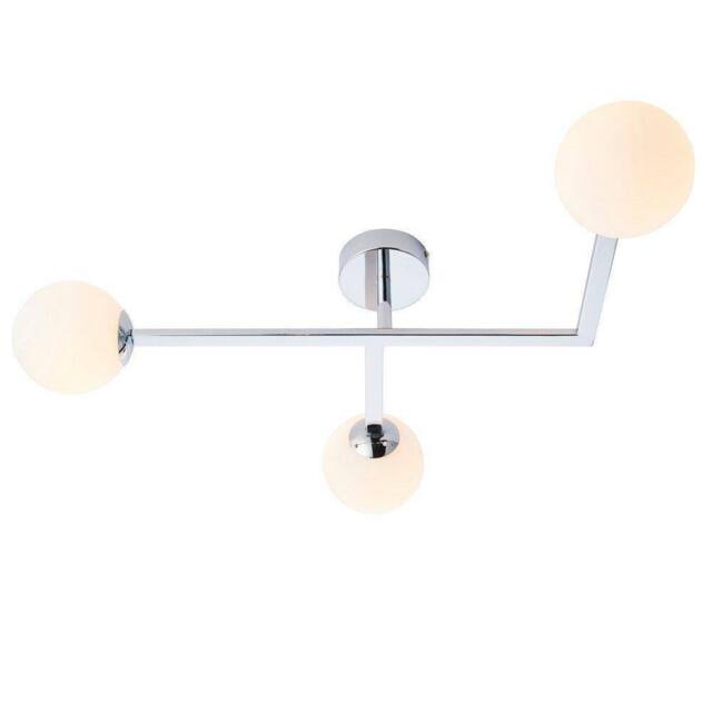 Netlighting 'RIOMAGGIORE' Dimmable 3 Light Glass Semi Flush Bathroom Ceiling Lamp in Silver - image 1