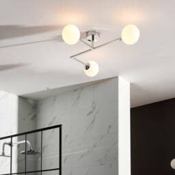 Netlighting 'RIOMAGGIORE' Dimmable 3 Light Glass Semi Flush Bathroom Ceiling Lamp in Silver - thumbnail 2