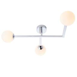 Netlighting 'RIOMAGGIORE' Dimmable 3 Light Glass Semi Flush Bathroom Ceiling Lamp in Silver - thumbnail 1