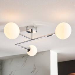 Netlighting 'RIOMAGGIORE' Dimmable 3 Light Glass Semi Flush Bathroom Ceiling Lamp in Silver - thumbnail 3