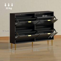 Wyld Haus Cofa Zimo 4 Drawer Black Shoe Cabinet Ridged Fronts & Gold Handles - thumbnail 3