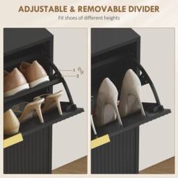 Wyld Haus Cofa Zimo 4 Drawer Black Shoe Cabinet Ridged Fronts & Gold Handles - thumbnail 6