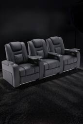 More4Homes Broadway 3 Seater Cinema Electric Recliner Chair USB LED Base w Tray in Black - thumbnail 1