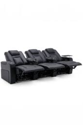 More4Homes Broadway 3 Seater Cinema Electric Recliner Chair USB LED Base w Tray in Black - thumbnail 2