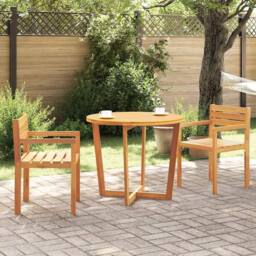 Berkfield Home Garden Dining Table Round √ò90x75 cm Solid Wood Acacia in Brown - Size: 90x75 cm - thumbnail 3