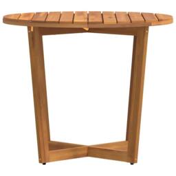 Berkfield Home Garden Dining Table Round √ò90x75 cm Solid Wood Acacia in Brown - Size: 90x75 cm - thumbnail 6