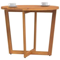 Berkfield Home Garden Dining Table Round √ò90x75 cm Solid Wood Acacia in Brown - Size: 90x75 cm - thumbnail 4
