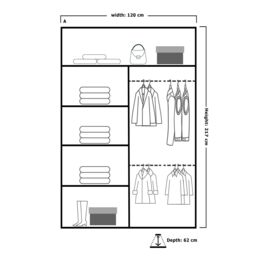 Sliding Wardrobes 4U Double Mirror Sliding Wardrobe With LED Light W120cm x H217cm x D62cm in White - thumbnail 4