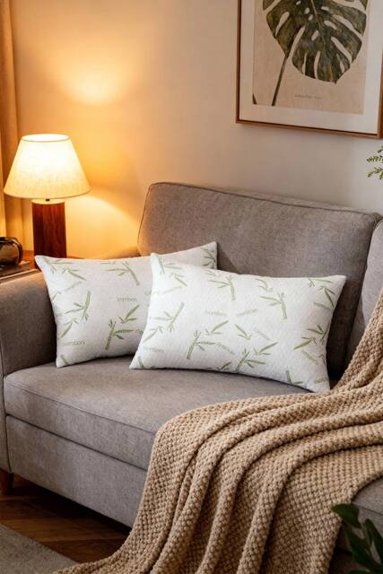 Living and Home 2pcs Soft & waterproof Pillow Protectors with Zipper in White - Size: Double - image 1