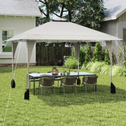 Costway 395 x 395 cm Pop up Canopy Tent Outdoor Easy Setup Gazebo in Beige - thumbnail 2