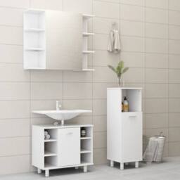 Berkfield Home 3 Piece Bathroom Furniture Set White Engineered Wood - thumbnail 1