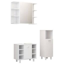 Berkfield Home 3 Piece Bathroom Furniture Set White Engineered Wood - thumbnail 2