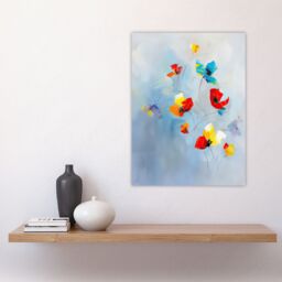 "Artery8 Bright Blue Sky Abstract Flowers Painting Sweet Wall Art Print - Size: W18"" x H24""" - thumbnail 4