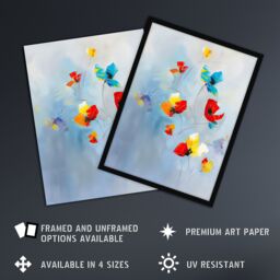 "Artery8 Bright Blue Sky Abstract Flowers Painting Sweet Wall Art Print - Size: W18"" x H24""" - thumbnail 2