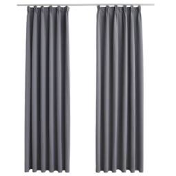 Berkfield Home Blackout Curtains with Hooks 2 pcs Grey 140x175 cm - thumbnail 1