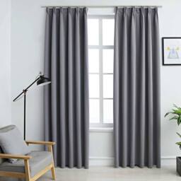 Berkfield Home Blackout Curtains with Hooks 2 pcs Grey 140x175 cm - thumbnail 2